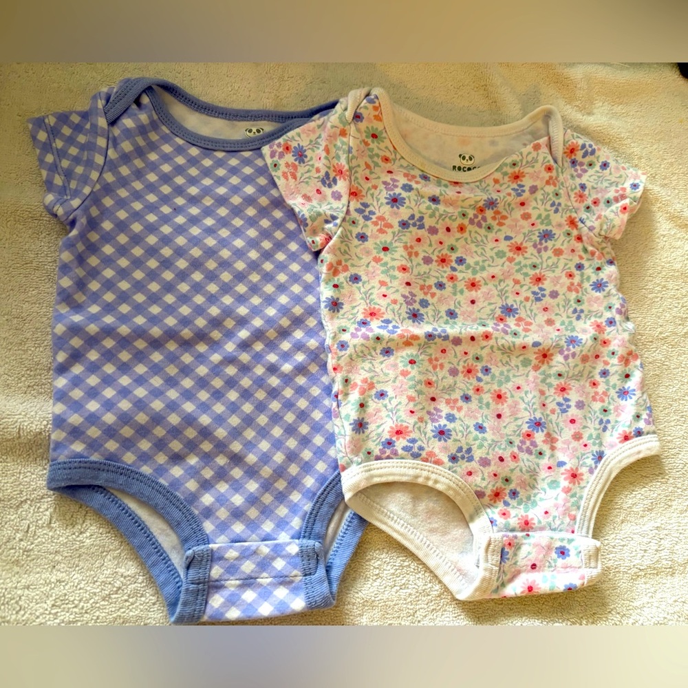 Floral and Checkered Kids One Pieces size 9mths